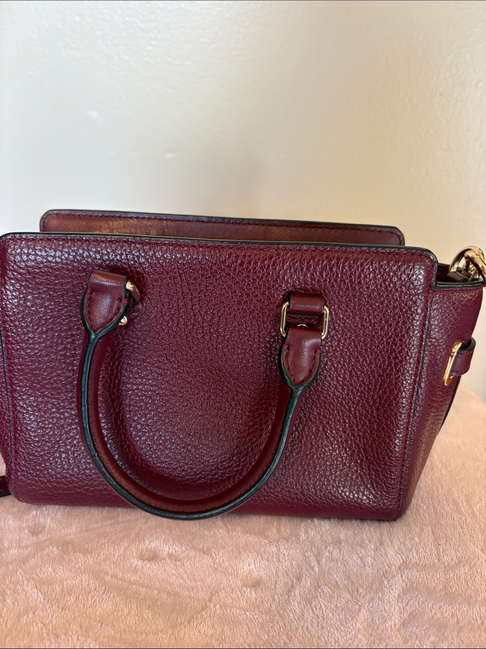 Coach Mini Blake Carryall F37635 Burgundy Pebbled Leather Crossbody Satchel - Picture 9 of 11
